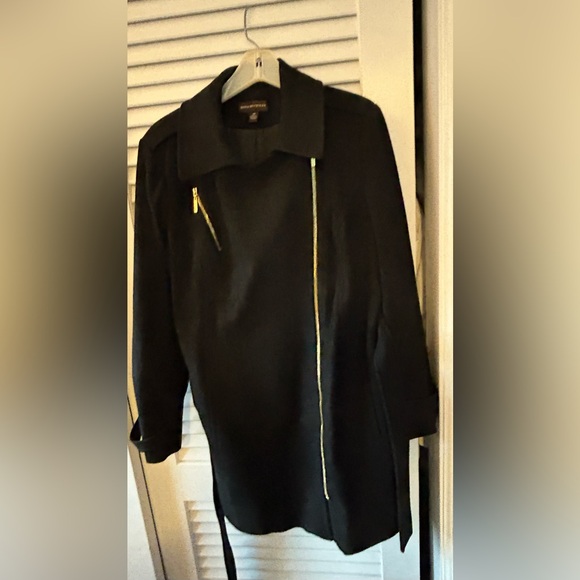 Like New Dana Buchman Black wool blend side zip tie front winter coat - Picture 4 of 12